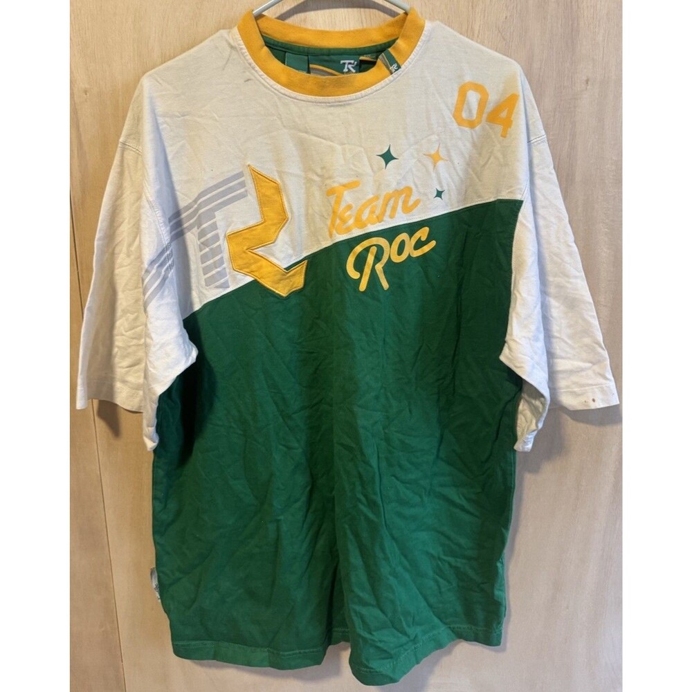 Vintage Y2K Team Roc Rocawear Jersey T-Shirt Mens L Green White 04 Hip Hop Jay-Z
